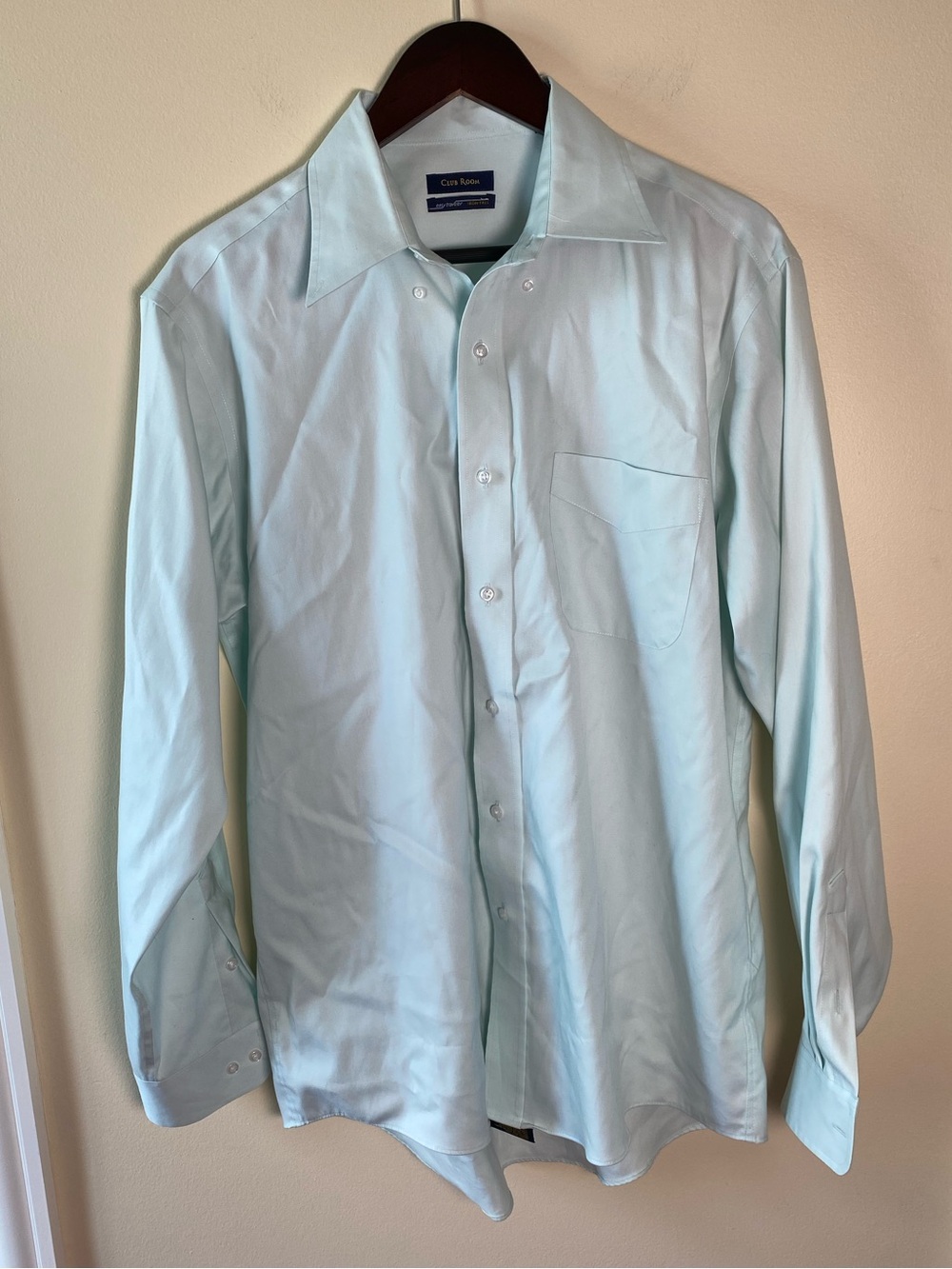 Club Room Men’s Easy Traveler Long Sleeve Button Down Dress Shirt Blue Large